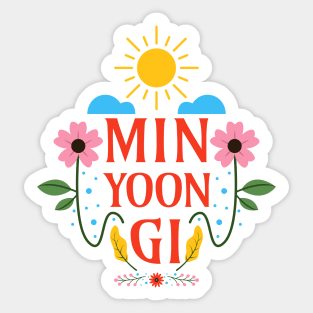 Min Yoongi - Blue Flowery Suga BTS Army - Min Yoon-gi Sticker